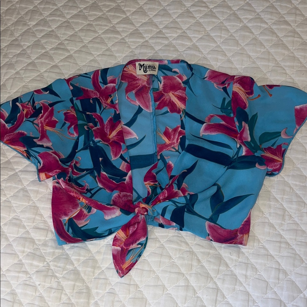 Show Me Your MuMu Blue and Pink Floral Blouse